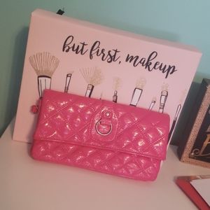 Hot Pink Textured Wallet Clutch Bag